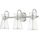Camellia 3 Light 22 inch Brushed Nickel Bathroom Vanity Light Wall Light